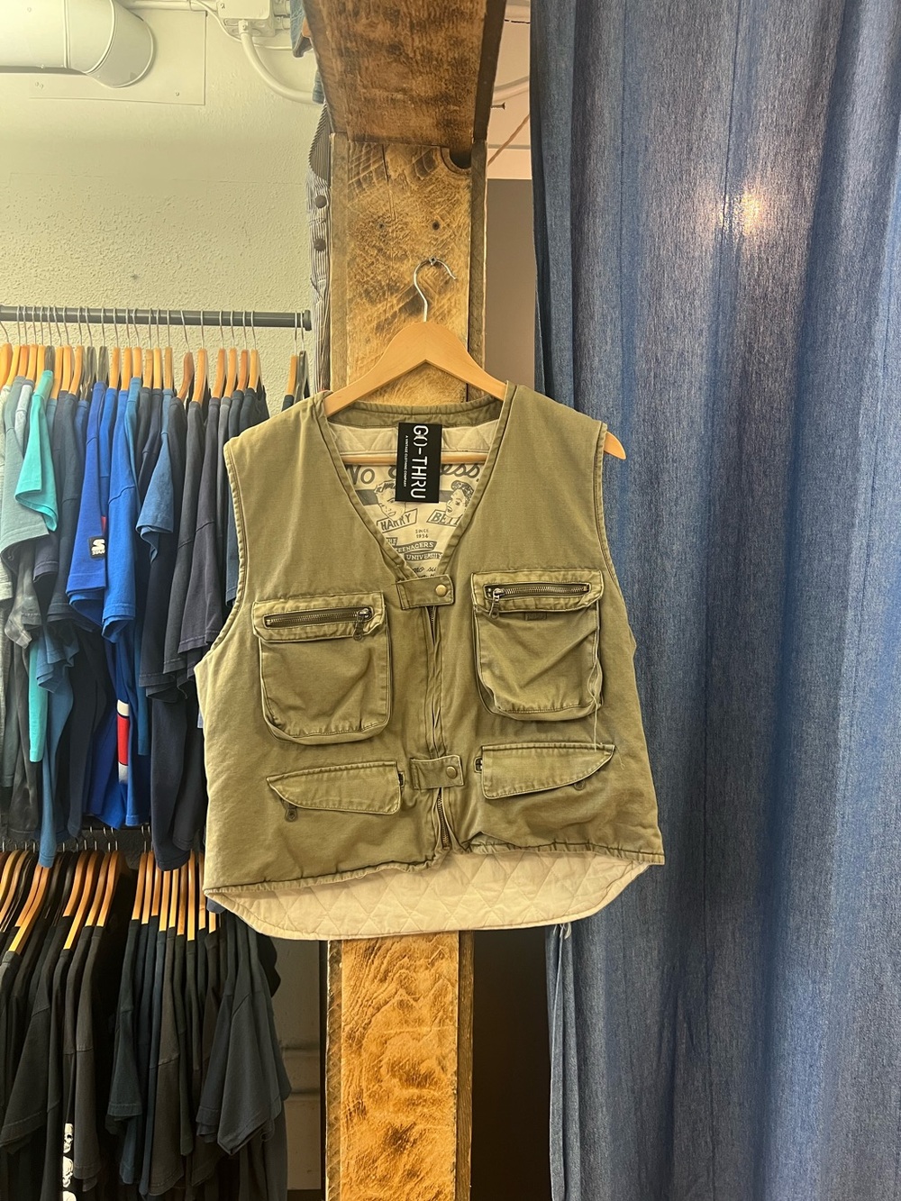 Vintage Olive Utility Cargo Vest